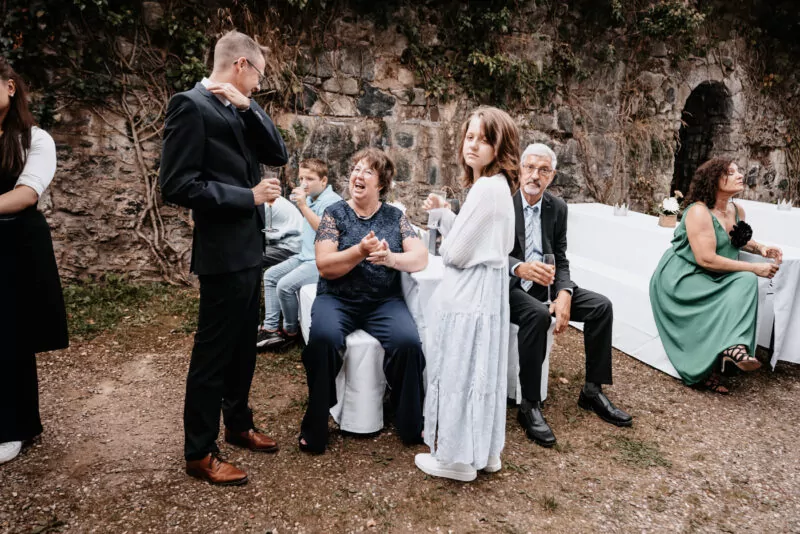 Sektempfang bei der Hochzeit von Franziska und Maik auf Schloss Hülchrath