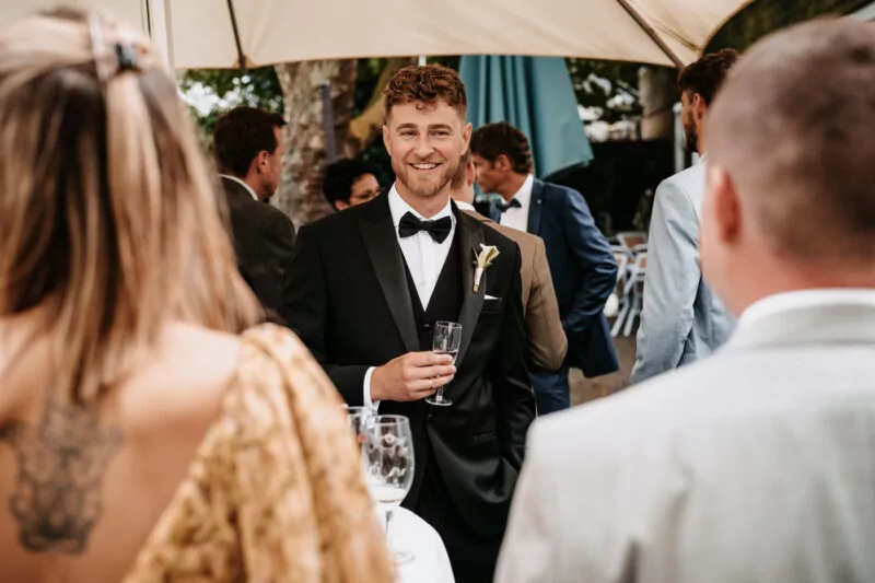 Sektempfang bei der Hochzeit von Laura und Steffen am Am Krickenbecker See