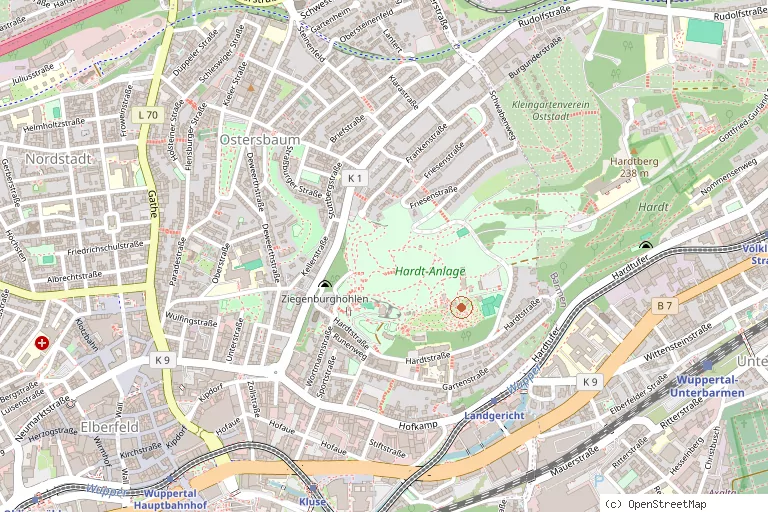 Karte: Lage von Elisenturm in Wuppertal